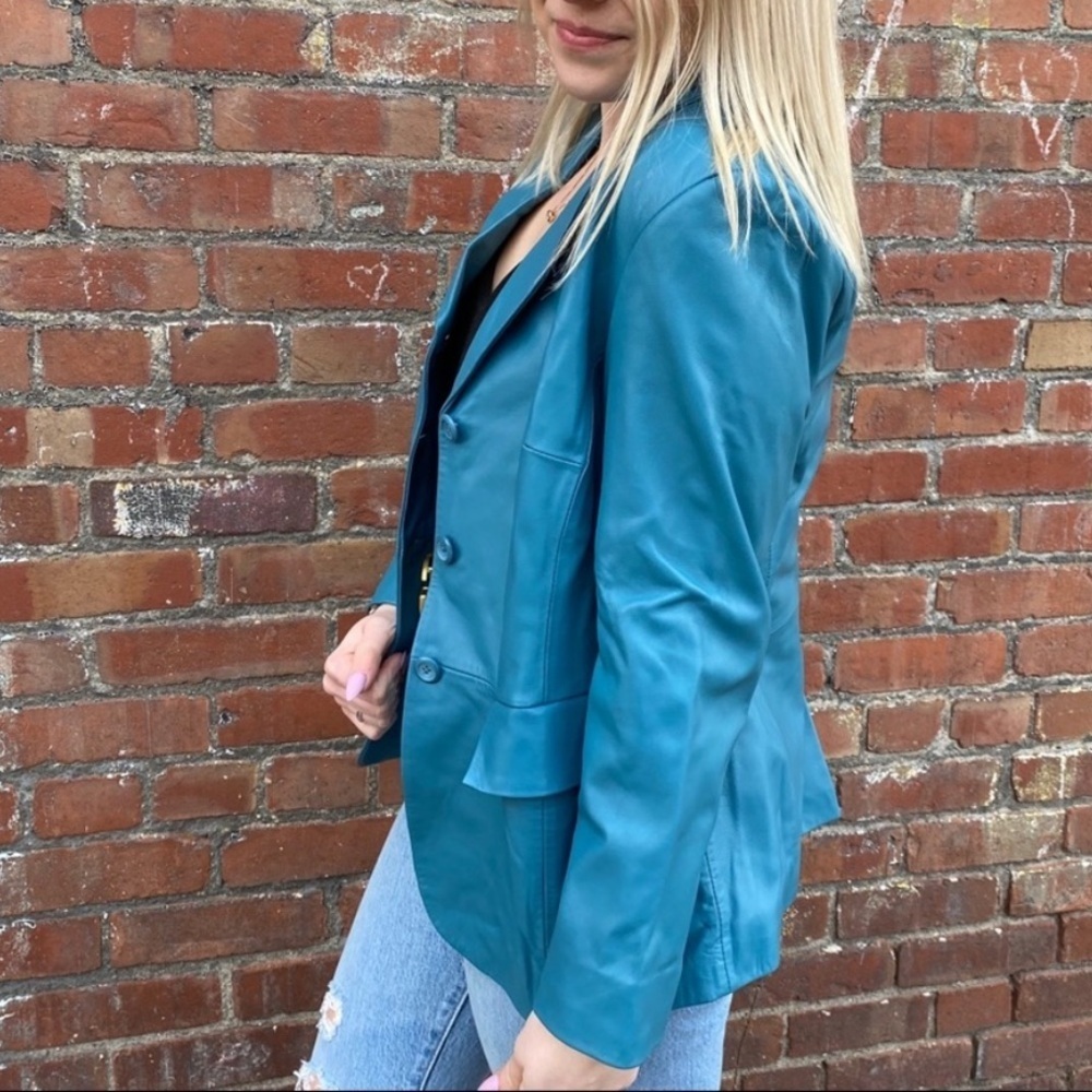 Pendleton Light Blue Leather Jacket - image 2